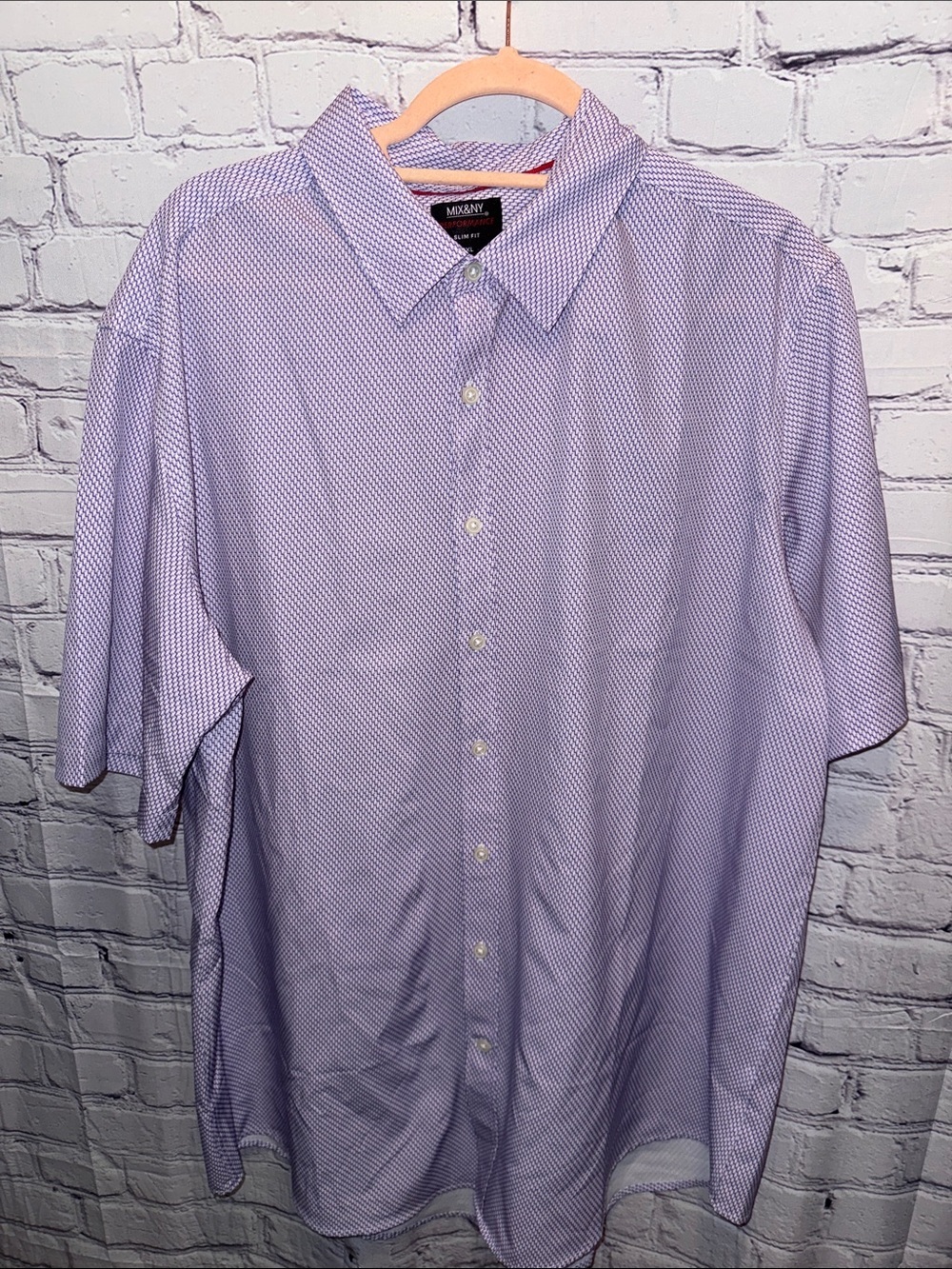 MIX&NY Men's Lavender Short Sleeve Button-Down Shirt